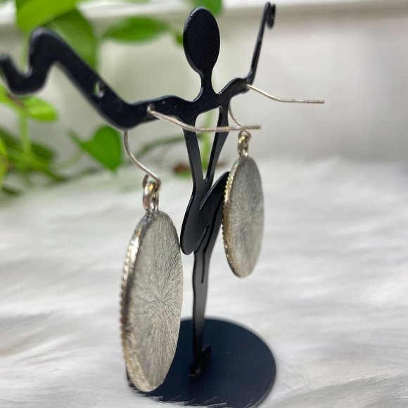 Silver Tone Enamel Pierced Earrings - Picture 8 of 9